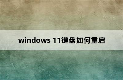 windows 11键盘如何重启